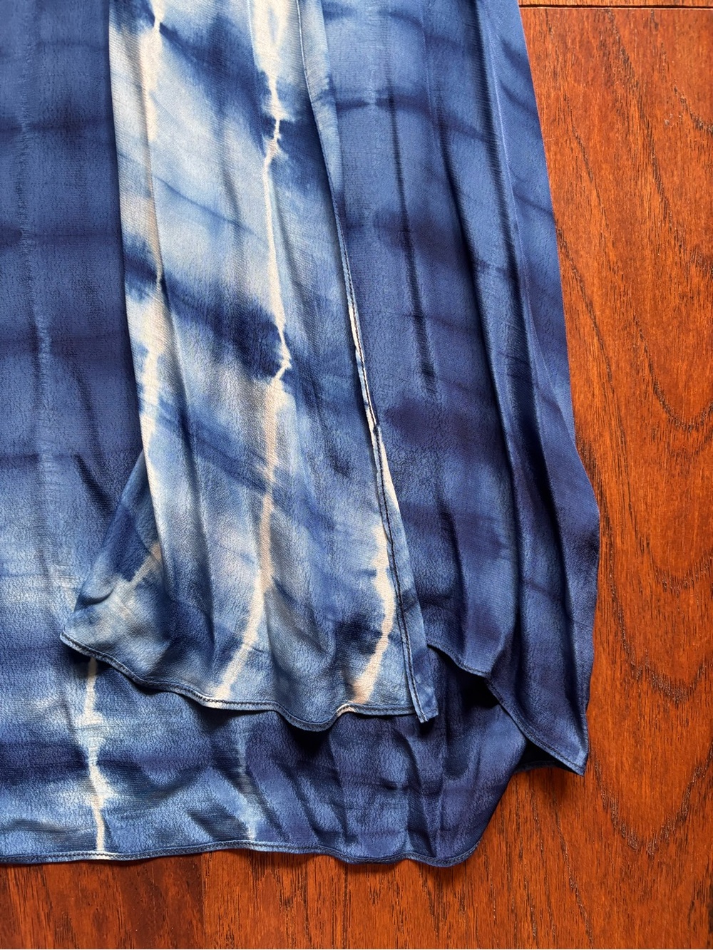 Chico's Blue Silky Tie-Dye Crochet Kimono | Size 2 | Cover Up - Picture 7 of 11